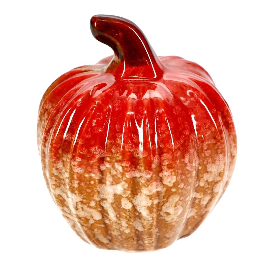 Ceramic Red and Brown Pumpkin Decor